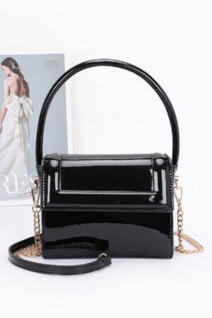 Enamel Top Handle Flap Bag with Chain Strap