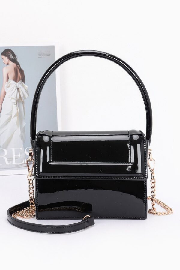 Enamel Top Handle Flap Bag with Chain Strap