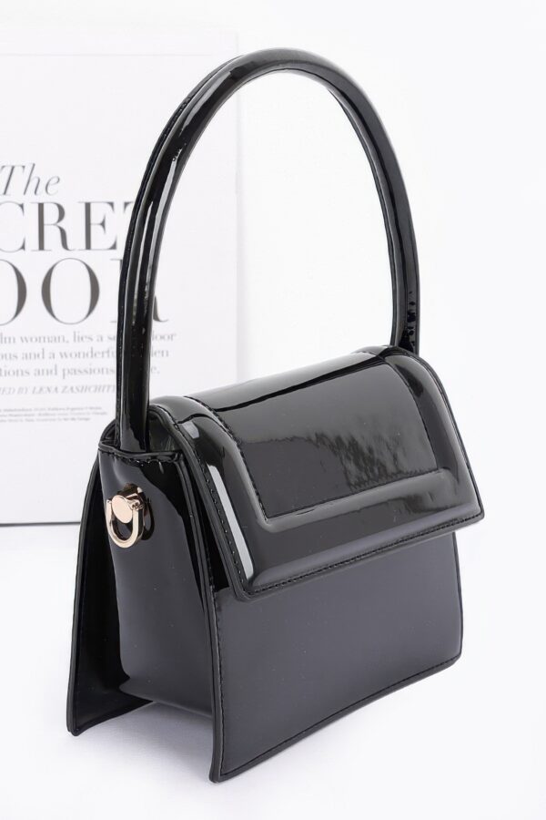 Enamel Top Handle Flap Bag with Chain Strap