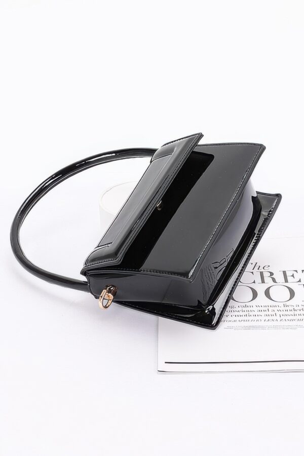 Enamel Top Handle Flap Bag with Chain Strap
