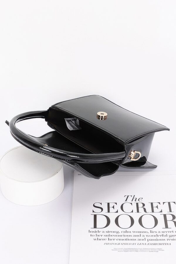 Enamel Top Handle Flap Bag with Chain Strap