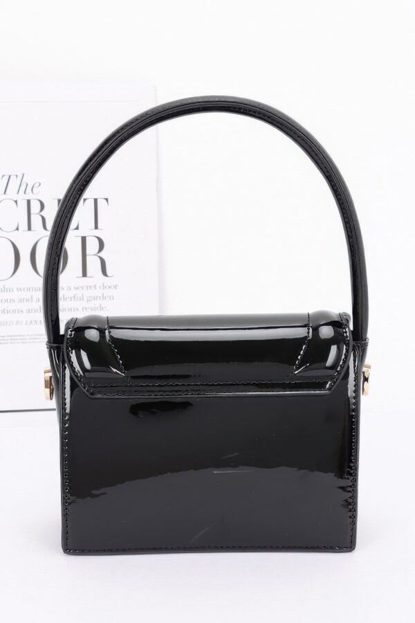 Enamel Top Handle Flap Bag with Chain Strap
