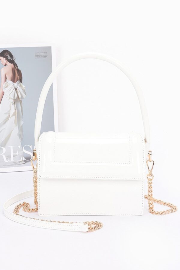 Enamel Top Handle Flap Bag with Chain Strap