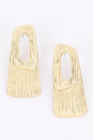 Gold Plated Geometric Drop Earrings – Gold Tone