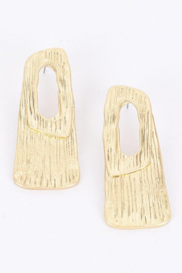 Gold Plated Geometric Drop Earrings – Gold Tone