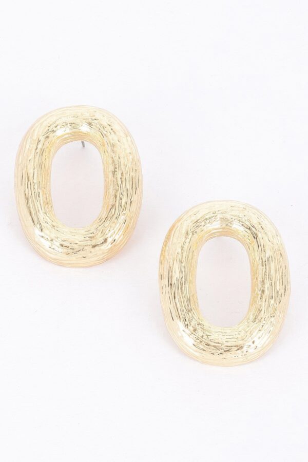 Gold-Plated Oval Stud Earrings – Gold Tone