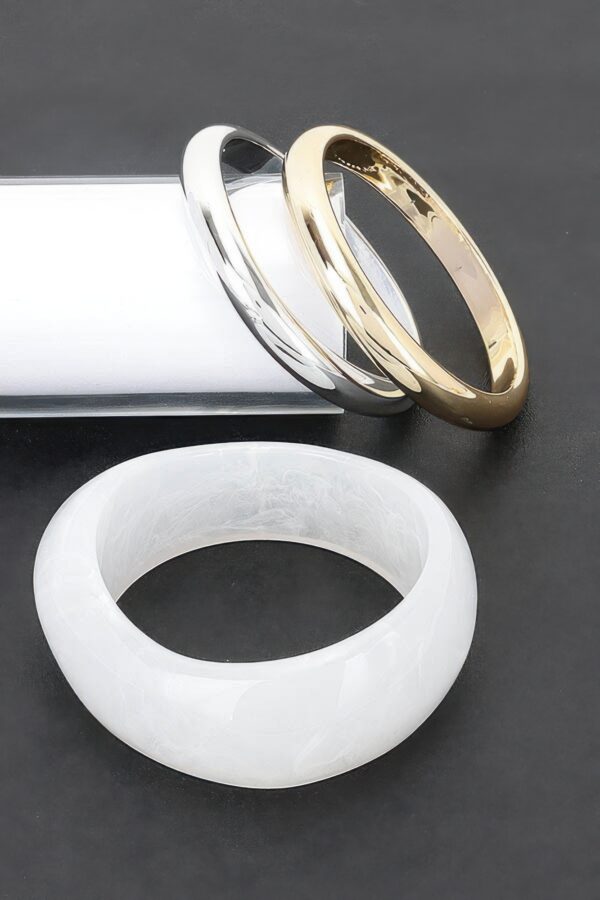 Multicolor Resin & CCB Bangle Set – 3 Pieces