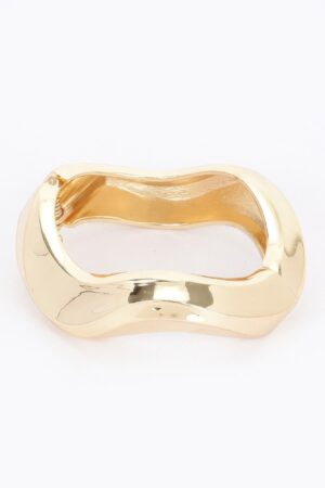 Gold Metal Spring Hinge Bracelet – Curved Bangle