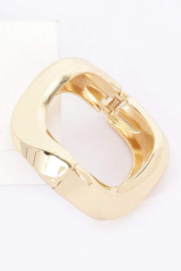 Gold Metal Spring Hinge Bracelet – Curved Bangle