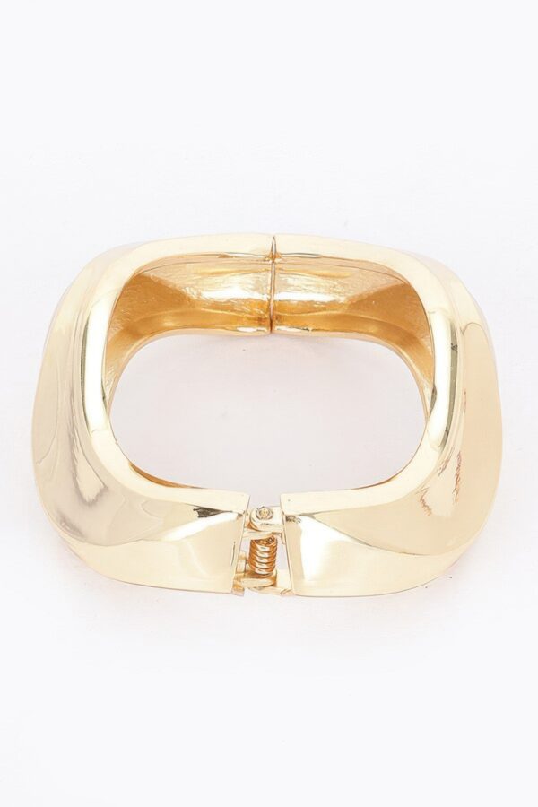 Gold Metal Spring Hinge Bracelet – Curved Bangle