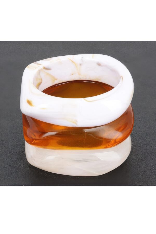 3-Pack Resin Bangle Set – Amber & White Mix