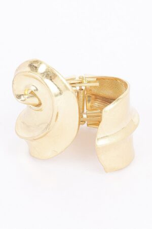 Gold Alloy Spring-Hinge Bracelet with Cast Texture