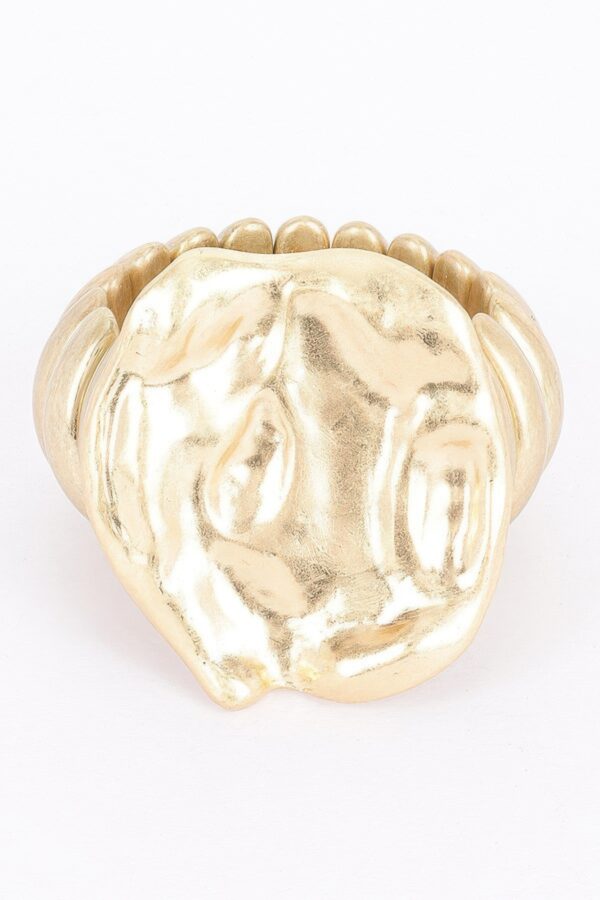 Alloy Stretch Bracelet – Hammered Oval Gold Face