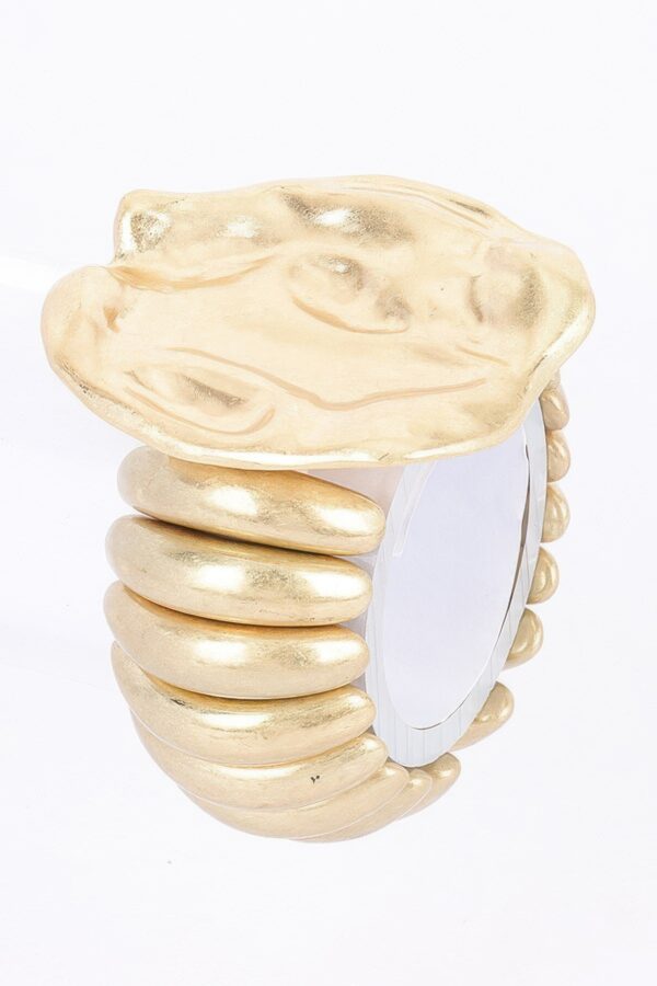 Alloy Stretch Bracelet – Hammered Oval Gold Face