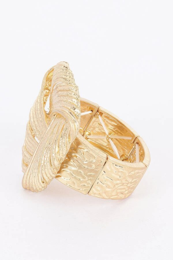 Leaf Motif Stretch Bracelet – Gold Alloy Finish