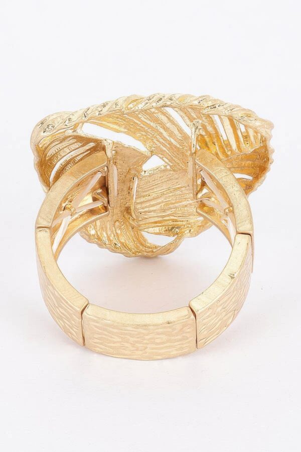 Leaf Motif Stretch Bracelet – Gold Alloy Finish