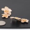 Blooming Flower Drop Earrings – Gold Alloy Finish