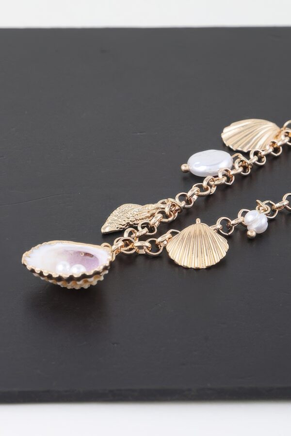Multi-Pearl & Shell Charm Necklace – Gold or Cream