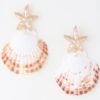 Clam Shell Earrings with Starfish Accent – Gold White