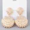 Double Clamshell Drop Earrings – Layered Shell in Gold or Silver