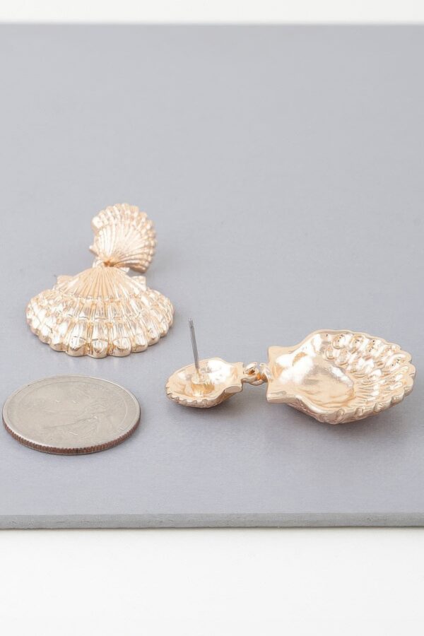 Double Clamshell Drop Earrings – Layered Shell in Gold or Silver