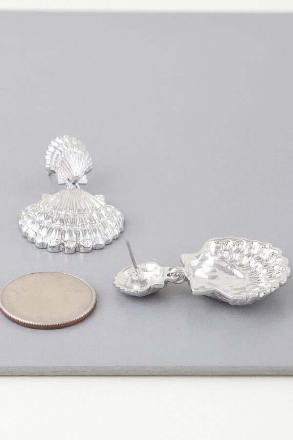 Double Clamshell Drop Earrings – Layered Shell in Gold or Silver