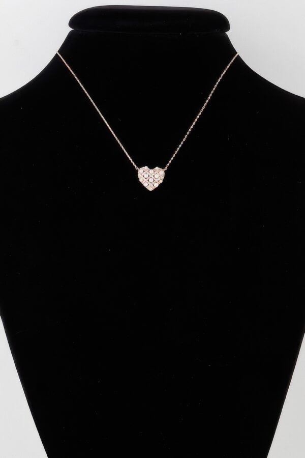 Quilted Pearl Heart Necklace – Gold Cream Pendant
