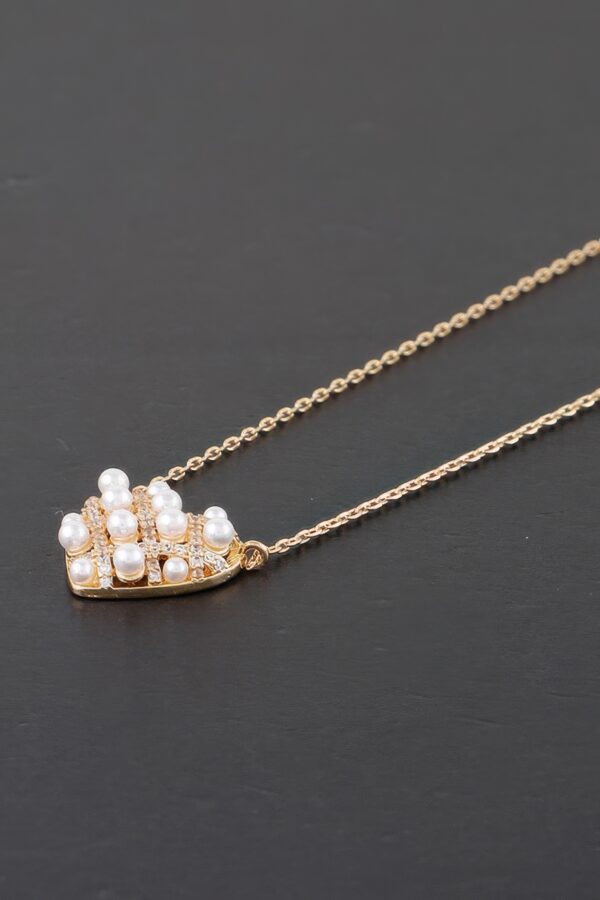 Quilted Pearl Heart Necklace – Gold Cream Pendant