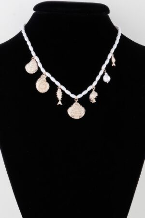 Under-the-Sea Pearl Charm Necklace – Gold Cream