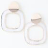 Abstract Marble Frame Earrings – Gold Cream Accent