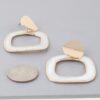 Abstract Marble Frame Earrings – Gold Cream Accent