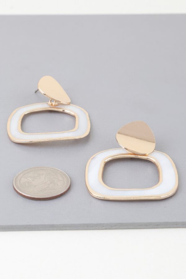 Abstract Marble Frame Earrings – Gold Cream Accent