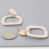 Abstract Marble Frame Earrings – Gold Cream Accent