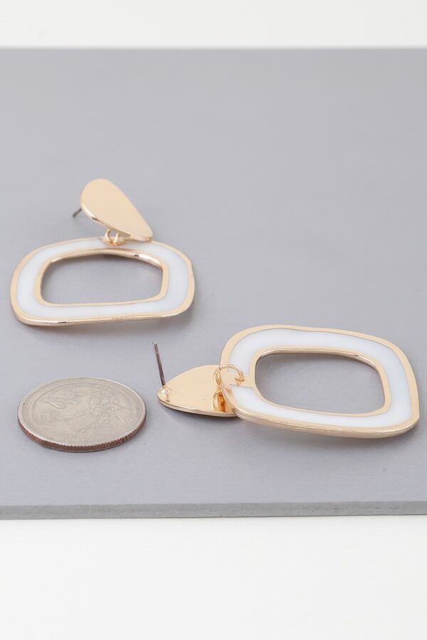 Abstract Marble Frame Earrings – Gold Cream Accent