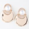 Gold-Tone Pearl Crescent Drop Earrings – Cream