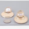 Gold-Tone Pearl Crescent Drop Earrings – Cream
