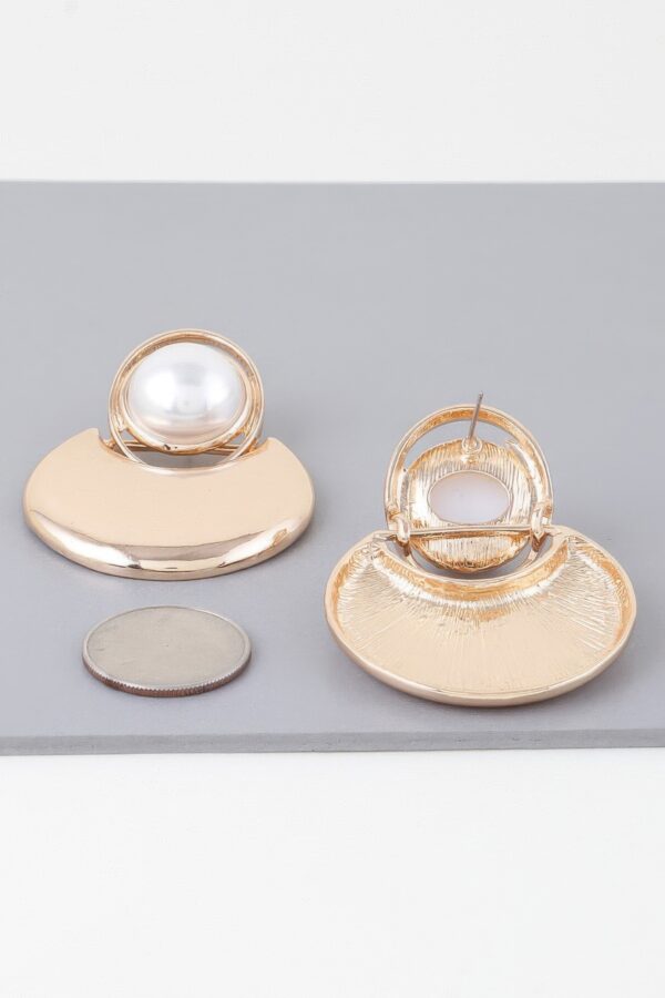 Gold-Tone Pearl Crescent Drop Earrings – Cream
