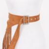 Faux Suede Fringe Belt with Buckle – Black, Camel, Coffee