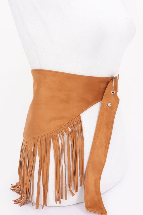 Faux Suede Fringe Belt with Buckle – Black, Camel, Coffee