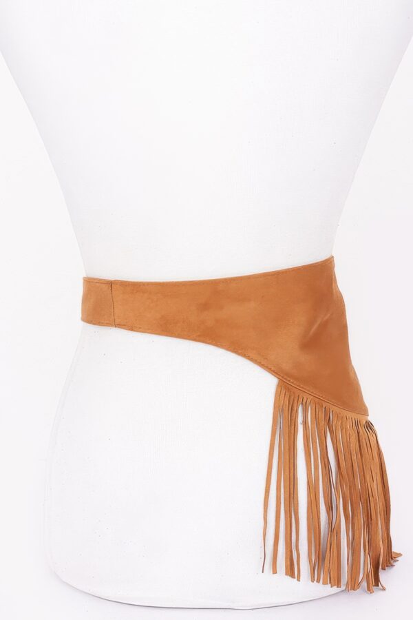 Faux Suede Fringe Belt with Buckle – Black, Camel, Coffee