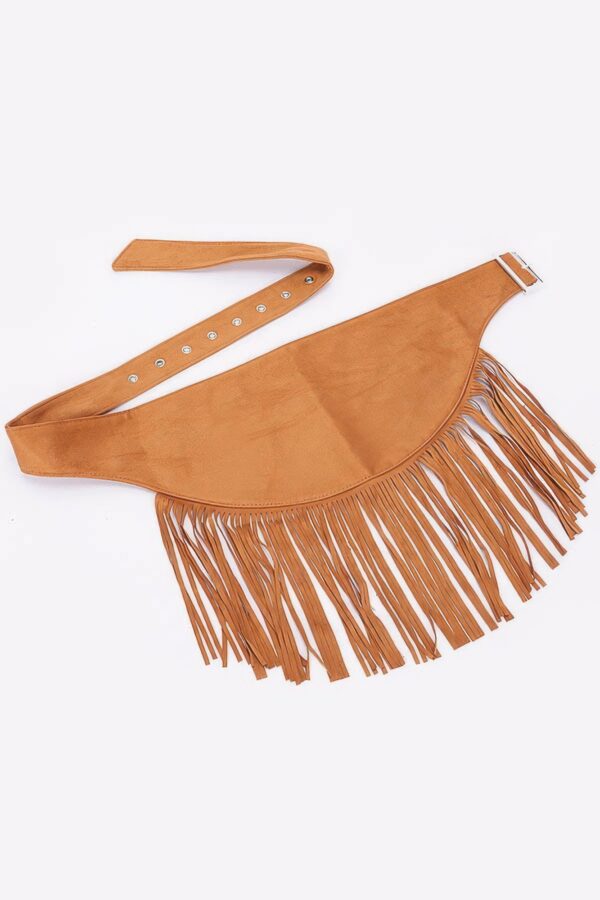 Faux Suede Fringe Belt with Buckle – Black, Camel, Coffee
