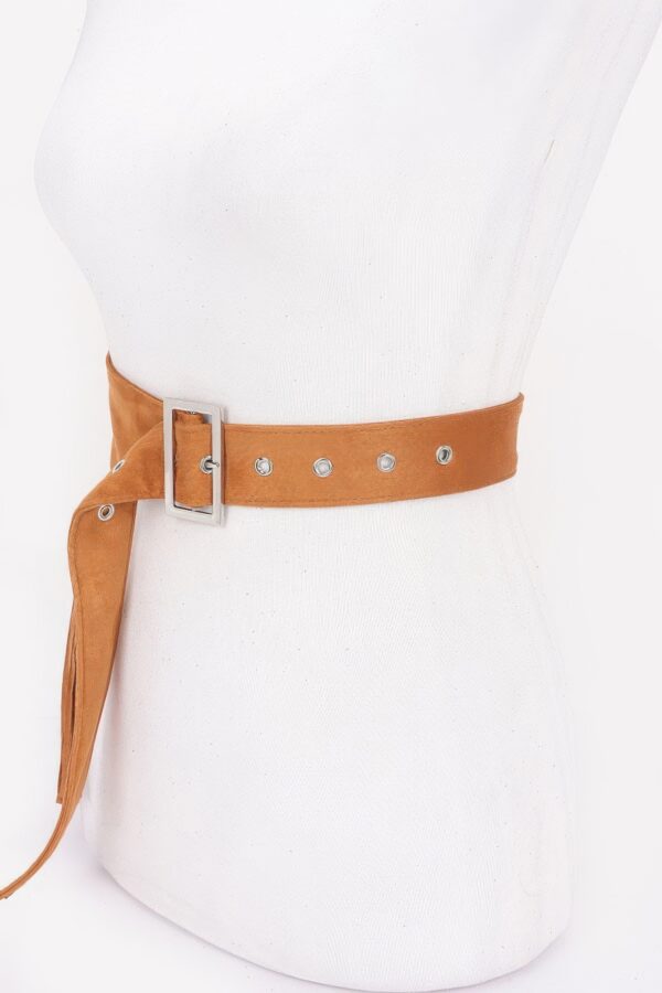 Faux Suede Fringe Belt with Buckle – Black, Camel, Coffee