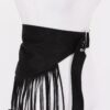 Faux Suede Fringe Belt with Buckle – Black, Camel, Coffee