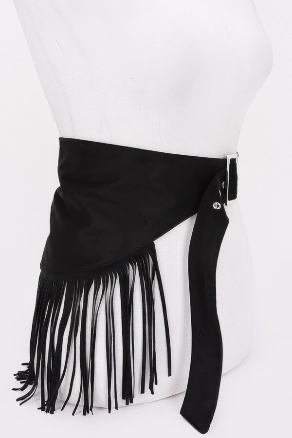 Faux Suede Fringe Belt with Buckle – Black, Camel, Coffee