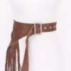 Faux Suede Fringe Belt with Buckle – Black, Camel, Coffee