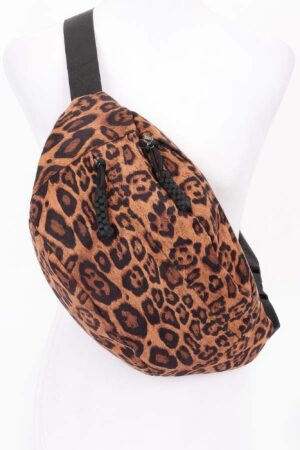 Faux Suede Leo Crossbody Bag – Leopard Print