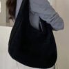 Faux Suede Bindle Bag – Sleek Leather Strap