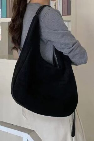 Faux Suede Bindle Bag – Sleek Leather Strap