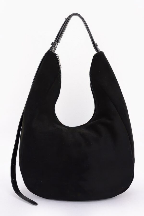 Faux Suede Bindle Bag – Sleek Leather Strap