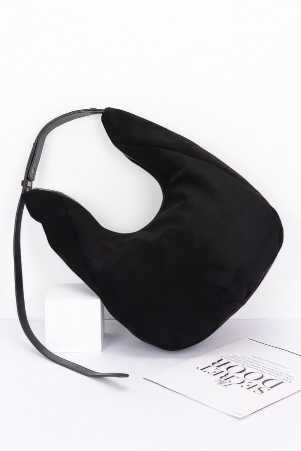 Faux Suede Bindle Bag – Sleek Leather Strap
